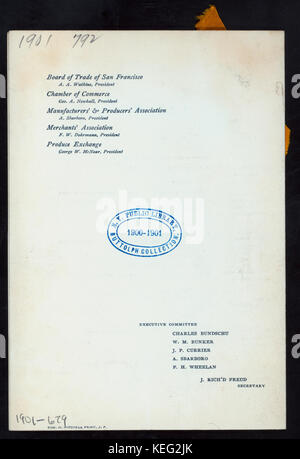 Banchetto IN ONORE DEL CHICAGO CLUB commerciale e gli ospiti da Boston, CINCINNATI & ST. LOUIS CLUB commerciale (detenute da) Organizzazioni commerciali DI SAN FRANCISCO (a) Mark Hopkins Institute (NYPL ADE 275 0081 Foto Stock