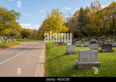 Cimitero di montreal sul Mont Royal nella stagione autunnale (2017) Foto Stock