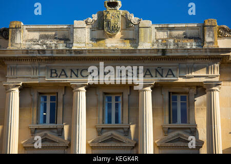 Banca di Spagna, Banco de Espana, architettura tradizionale nella città di Haro in La Rioja provincia della Spagna Nord Foto Stock