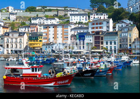 Barche da pesca nel porto di Luarca nelle Asturie, Spagna Foto Stock
