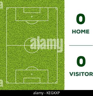 Outdoor linea calcio, gioco Visualizzazione partitura e erba verde dello sfondo dei campi per il mockup Illustrazione Vettoriale