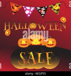 Vendita di halloween vettore per sfondo sfondo,,posters,stampa,sfondo,illustrazione o altri tipi di supporti di presentazione. tema Halloween zucche. Illustrazione Vettoriale