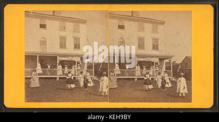 Gruppo giocando croquet davanti casa o casa di imbarco, da Joshua Appleby Williams 3 Foto Stock