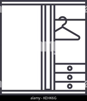 Spogliatoio linea del vettore icona, segno, illustrazione su sfondo, corse modificabile Illustrazione Vettoriale
