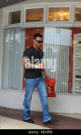 Miami BEACH, Florida - 21 MARZO: Jenni 'Jwoww' Farley e il fidanzato Roger Williams di Jersey Shore hanno guardato così innamorati mentre camminavano su Lincon Road. La coppia ha acquistato e afferrato Starbucks il 21 marzo 2011 a Miami Beach, Florida. Persone: Jenni Jwoww Farley Roger Williams Credito: Hoo-Me.com/Mediapunch Foto Stock