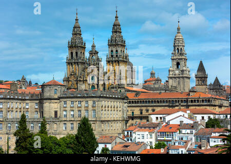 Catedral de Santiago de Compostela, Cattedrale cattolica romana, cityscape, Galizia, Spagna settentrionale Foto Stock