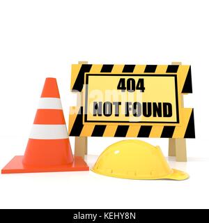 404 non trovato errore isolato su bianco nel rendering 3D Foto Stock