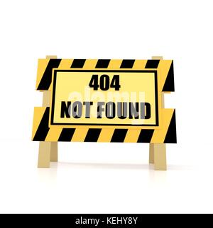 Errore 404 non trovato sul bianco isolato in 3D rendering Foto Stock