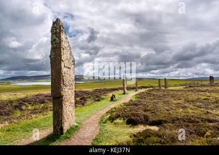 Anello di Brodgar, Orkney. Il neolitico stone circle, risalenti al periodo intorno al 2000 a 2500 BC, Continentale, Orkney, Scotland, Regno Unito Foto Stock