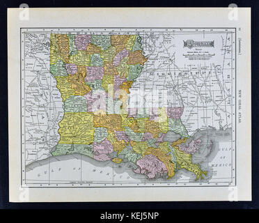 1911 mcnally mappa - Louisiana - new orleans st. charles baton rouge lafayette alessandria shreveport ruston Foto Stock