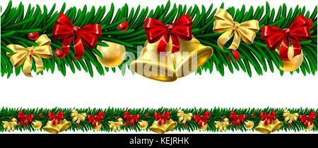 Albero di Natale Baubles Wreath Design Border Illustrazione Vettoriale