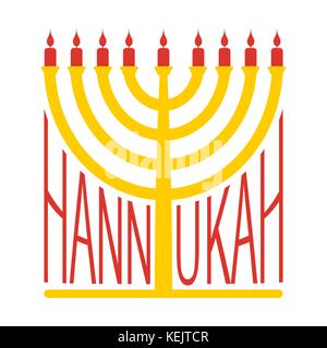 Logo di hanukkah menorah emblema per la festa ebraica tradizionale il candelabro religiosa. Israele è celebrazione. illustrazione vettoriale Illustrazione Vettoriale