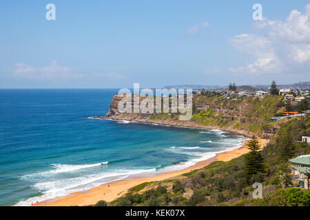 Vista di Bungan Beach a Newport, uno del nord di Sydney, Nuovo Galles del Sud, Australia Foto Stock