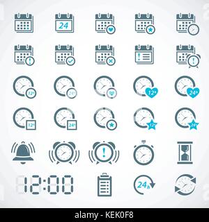 Set di data, ora, le icone del calendario. illustrazione vettoriale Illustrazione Vettoriale