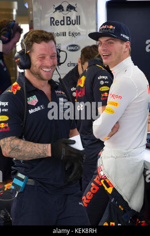 Austin, Texas, Stati Uniti d'America. Xxi oct, 2017. Max Verstappen #33 con la Red Bull Racing in azione al Gran Premio degli Stati Uniti, la terza sessione di prove libere. Il circuito delle Americhe di Austin, Texas. Mario Cantu/CSM/Alamy Live News Foto Stock