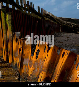 Le difese del mare, Happisburgh, Norfolk Foto Stock