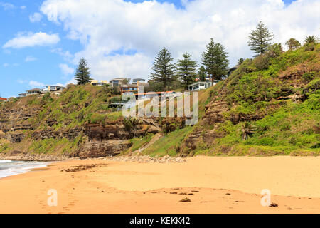 Bungan Beach a Newport, uno di Sydney Nord famose spiagge a nord di Sydney, Nuovo Galles del Sud, Australia Foto Stock