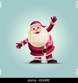 Santa Claus si solleva le braccia verso l'alto. illustrazione vettoriale. elementi sono stratificati separatamente in file vettoriale. facile modificabile grafica vettoriale. Illustrazione Vettoriale