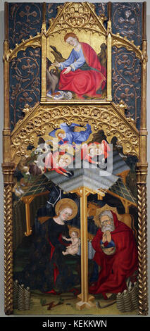 La natività,la nascita di San Giovanni Battista di Guerau Gener 1368-1410 e Lluís Borrassà 1360 - 1425 spagnolo di arte gotica medievale Foto Stock