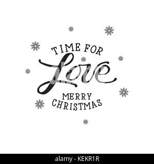 Tempo per l'amore. Auguri di Buon Natale. Vacanze di Natale stampa vettoriale. Illustrazione Vettoriale