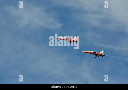 Sion, Svizzera - 15 settembre: la Patrouille Suisse in il breitling air show: Settembre 15, 2017 a Sion in Svizzera Foto Stock