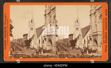 Il nuovo tempio massonico, Phila. Dedicato Settembre 26th, 1873, da Robert N. Dennis raccolta di vista stereoscopica Foto Stock
