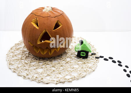 Zucca di halloween jack testa lanterna Foto Stock