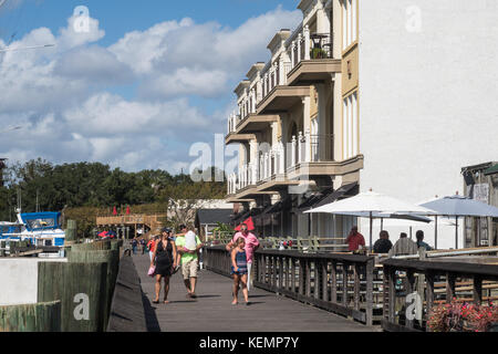 Harborwalk nella storica Georgetown, South Carolina, Stati Uniti d'America Foto Stock