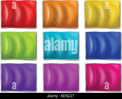 Illustrazione delle bandiere colorate su sfondo bianco Illustrazione Vettoriale