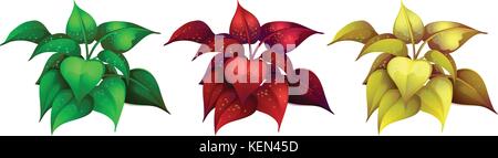 Diverse foglie colorate su bianco Illustrazione Vettoriale