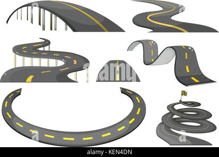 Illustrazione di una serie di strade Illustrazione Vettoriale