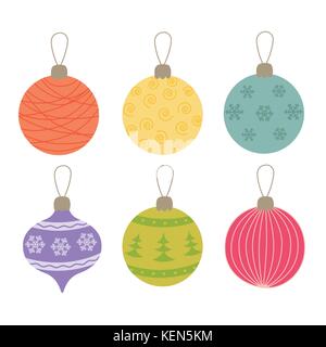 Set di palle di Natale. colorate icone isolato. Illustrazione Vettoriale