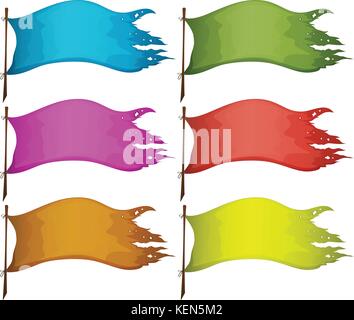 Illustrazione delle serie di bandiere vuota su sfondo bianco Illustrazione Vettoriale
