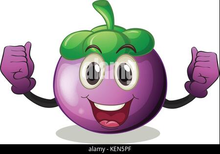 Illustrazione di un mangosteen con faccia Illustrazione Vettoriale