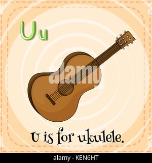 Illustrazione di un alfabeto u è per ukulele Illustrazione Vettoriale