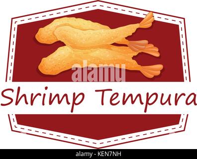 Illustrazione di un banner di tempura di gamberetti Illustrazione Vettoriale