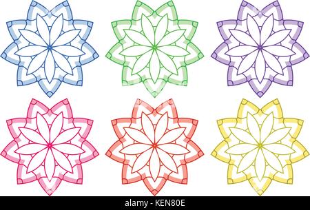 Illustrazione dei motivi floreali su uno sfondo bianco Illustrazione Vettoriale