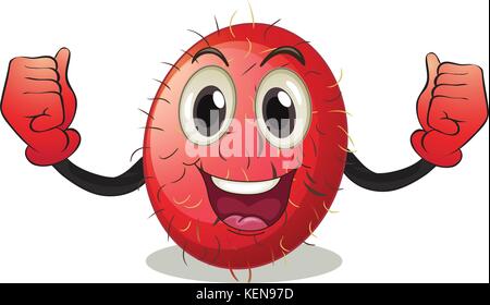 Illustrazione di un rambutan con faccia Illustrazione Vettoriale