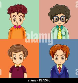 Illustrazione di quattro diversi uomini Illustrazione Vettoriale