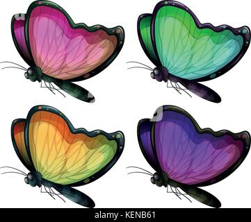 Set di coloratissime farfalle Illustrazione Vettoriale