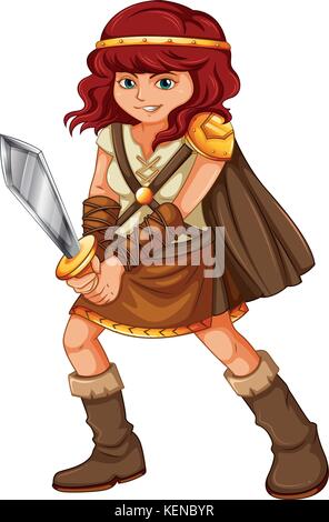 Illustrazione di una ragazza in tuta viking Illustrazione Vettoriale