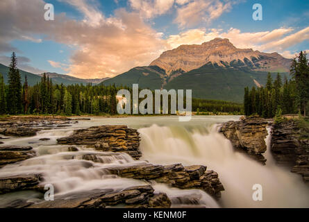 Caduta di Athabasca situato nel Parco Nazionale di Jasper, Alberta Canada Foto Stock