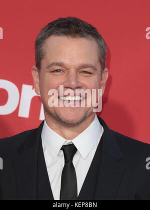 Westwwod, California, Stati Uniti. 22nd ottobre 2017. Matt Damon, Alla Prima Di Paramount Pictures, "Suburbicon" Al Village Theatre California Il 22 Ottobre 2017. Credito: Faye Sadou/Media Punch/Alamy Live News Foto Stock