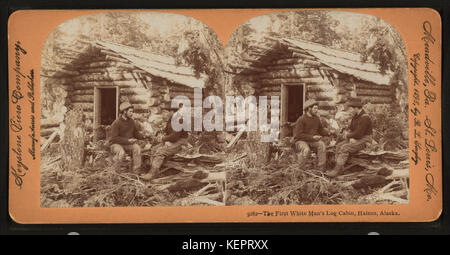 Il primo bianco uomo log cabin, Haines, Alaska, da Singley, B. L. (Benjamin Lloyd) Foto Stock