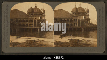 Aria di sale (Saltair) spiaggia e il pavilion, Salt Lake City, Utah, USA, da Robert N. Dennis raccolta di vista stereoscopica Foto Stock