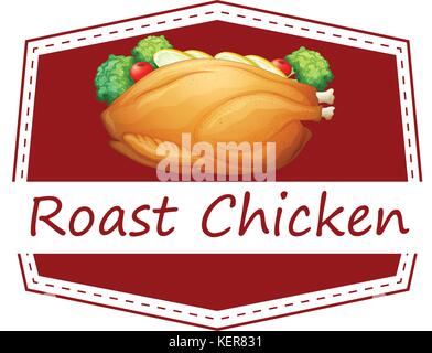 Illustrazione di un banner di pollo arrosto Illustrazione Vettoriale