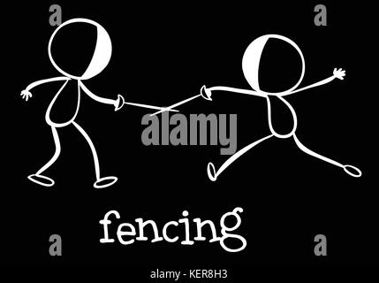 Illustrazione di stickmen scherma Illustrazione Vettoriale