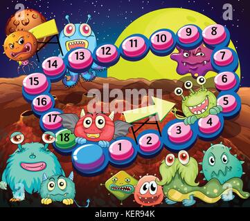 Set di elementi di gioco e le icone con il tema degli stranieri Illustrazione Vettoriale