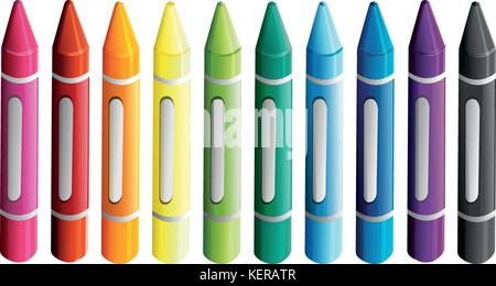 Illustrazione di una serie di matite colorate su sfondo bianco Illustrazione Vettoriale