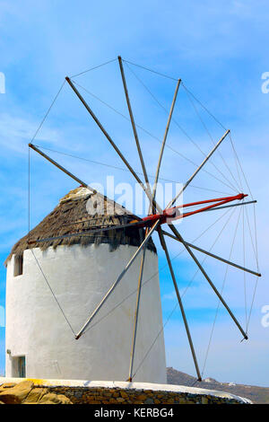 Il mulino a vento di Mykonos Foto Stock